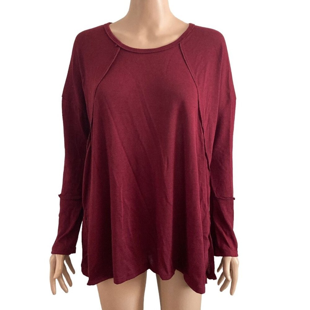 Forgotten Grace Sweater Womens XSmall Burgundy Pullover Stretch New